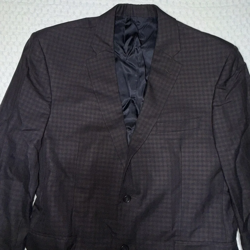 Jos A Bank Reserve Blazer Mens 42 Brown Blue Plaid Silk Wool Sport Coat‎ Jacket